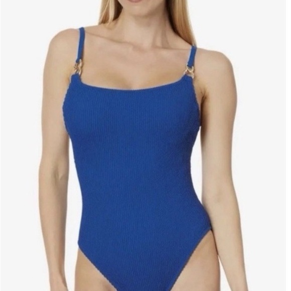 Lilly Pulitzer Womens Barton Blue Alizee Scrunch One Piece Swimsuit Sz 16 - Picture 1 of 14